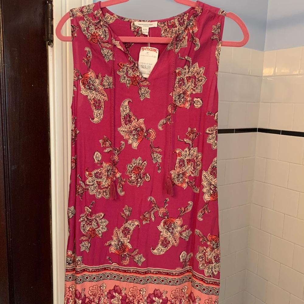 Pink and tan floral summer dress